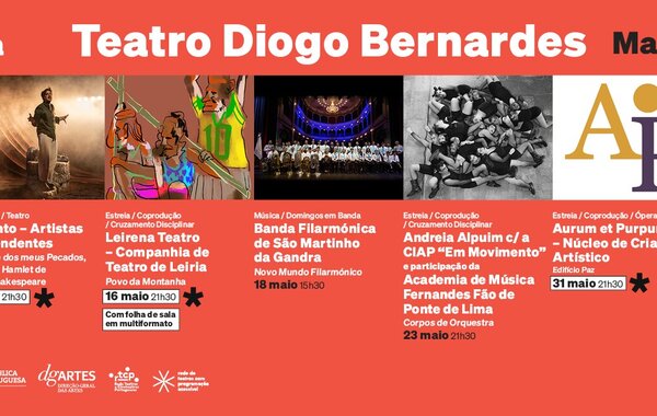Programação do Teatro Diogo Bernardes em Maio e Abril de 2025