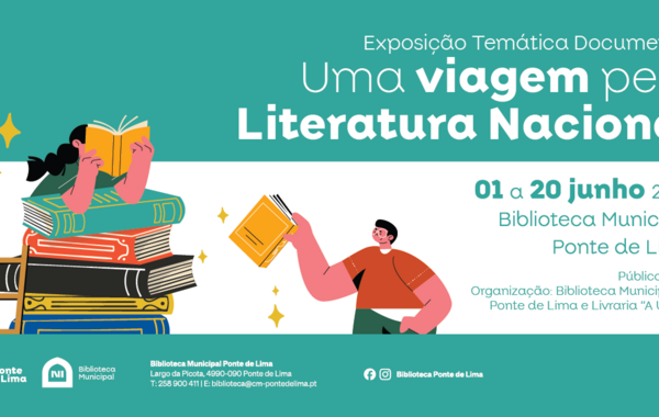 Cartaz Mostra Documental "Uma Viagem pela Literatura Nacional" em Ponte de Lima