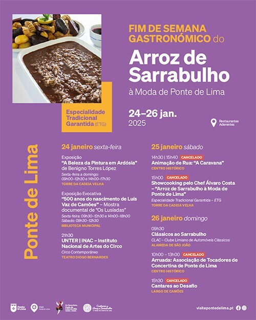 Programa do Fim de Semana Gastron&oacute;mico do Arroz de Sarrabulho &agrave; Moda de Ponte de Lima