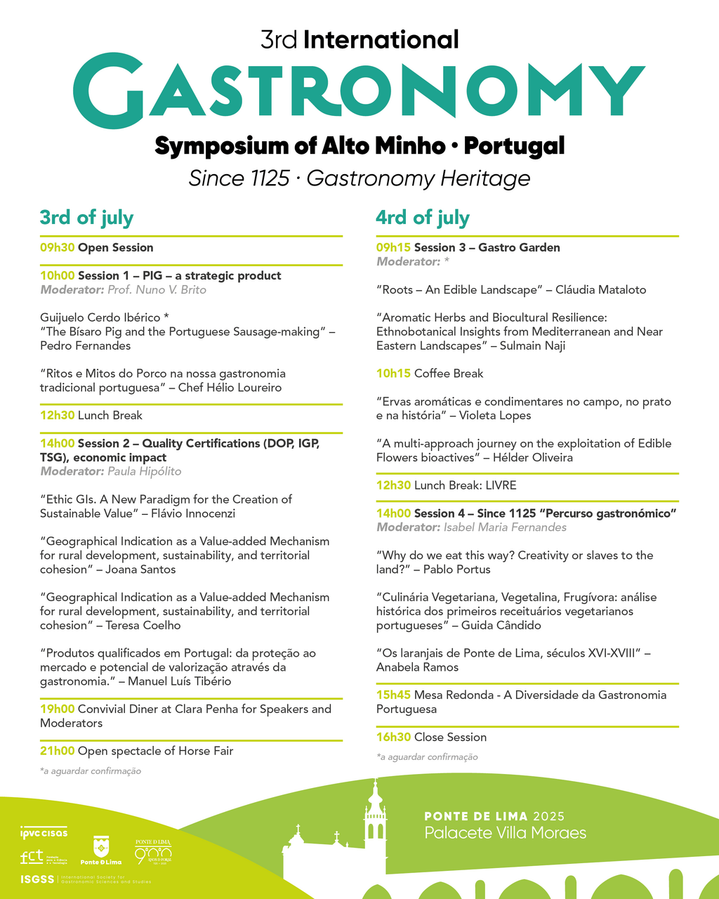 Programa 3&ordm; Simp&oacute;sio Internacional de Gastronomia do Alto Minho
