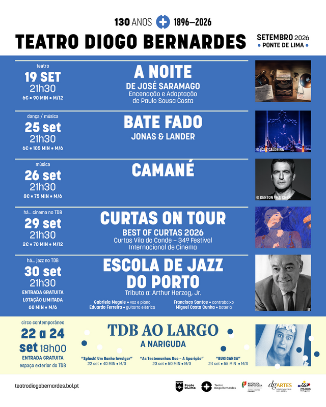Cartaz da programa&ccedil;&atilde;o do m&ecirc;s de setembro de 2026 no Teatro Diogo Berardes