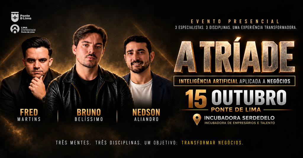 Cartaz do encontro sobre Intelig&ecirc;ncia Artificial, marketing e tecnologia aplicada aos neg&oacute;cios